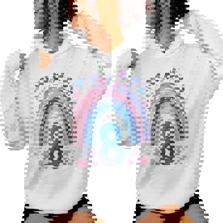 キッズ 誕生日 8 女の子 レインボー 水彩 8歳 レディースパーカー