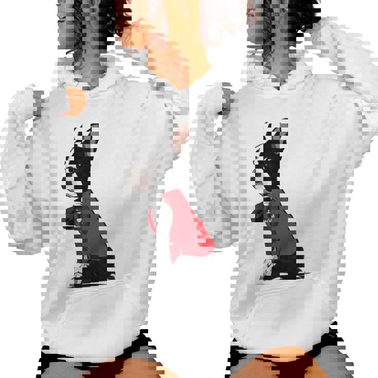 ボストンテリア I Love Mom タトゥーシャツ 面白いボストンテリア レディースパーカー