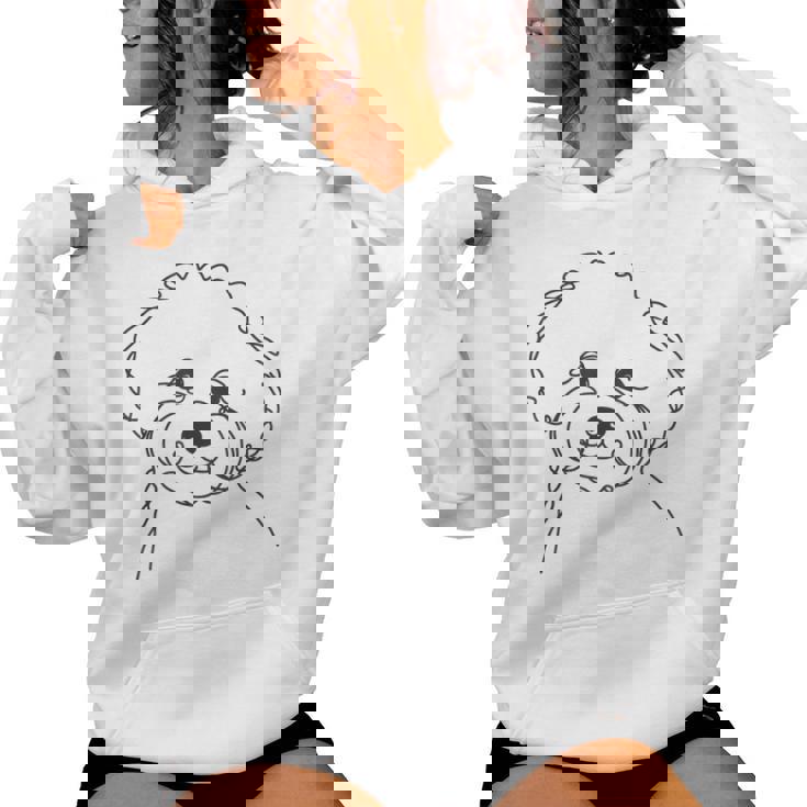 ラインアート Dad Mom Dog ビションフリーゼ レディースパーカー