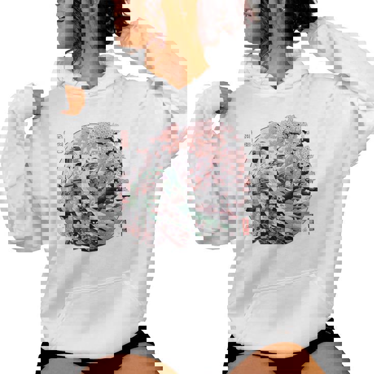 日本 浮世絵 京都 祇園甲部 五花街 桜 舞妓 着物 バックプリント レディースパーカー