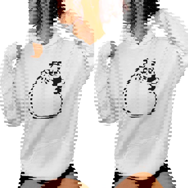 肉まんに抱きつくパンダ かわいい チャイナ 白黒 Panda Meat Bun レディースパーカー