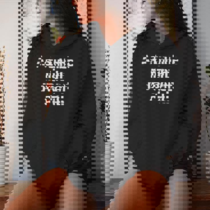 Atumble Might Prevent A Fall 小さな失敗は大きな失敗を防ぐ 英語 文字入り 格言 レディースパーカー 彼女への贈り物