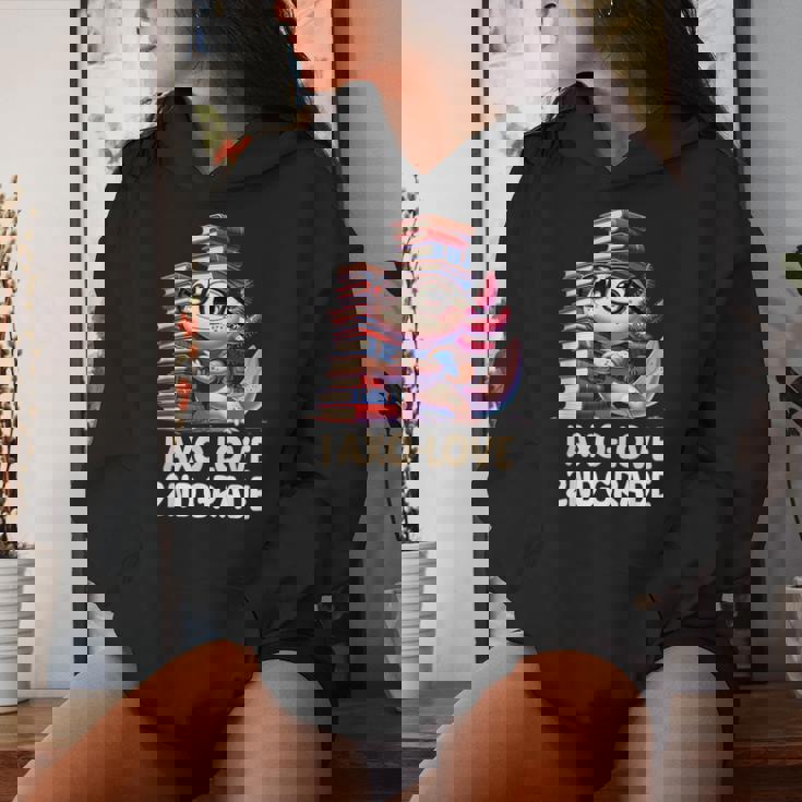 I Axo Love 2Nd Grade Axolotl 新学期読書 レディースパーカー 彼女への贈り物