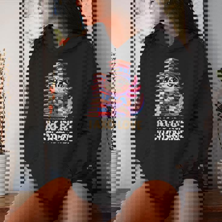 I Axo Love 5Th Grade Axolotl 新学期読書 レディースパーカー 彼女への贈り物