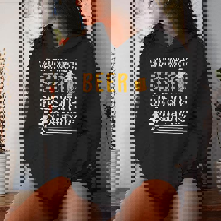 Workout Gym Meme For Beer Loversquats Joke レディースパーカー 彼女への贈り物