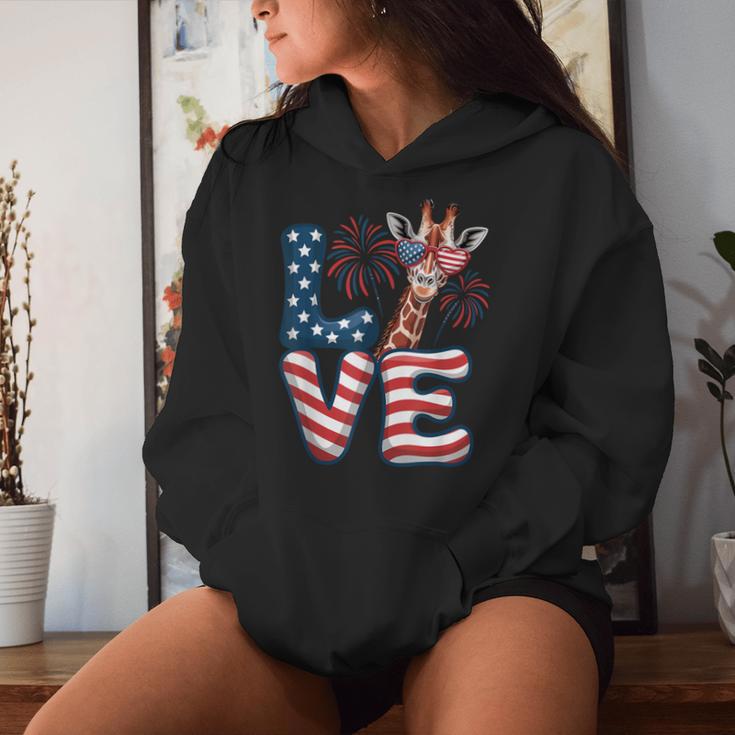 Giraffe Love 4Th Of July Usa Flag Giraffe Women Women Hoodie Gifts for Her Giraffe Love 4Th Of July Usa Flag Giraffe Women Women Hoodie Gifts for Her