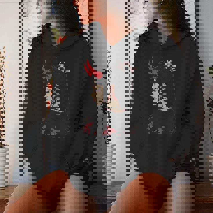 Girl With Red Horns 日本アートスタイル 面白いグラフィックtシャツ レディースパーカー 彼女への贈り物