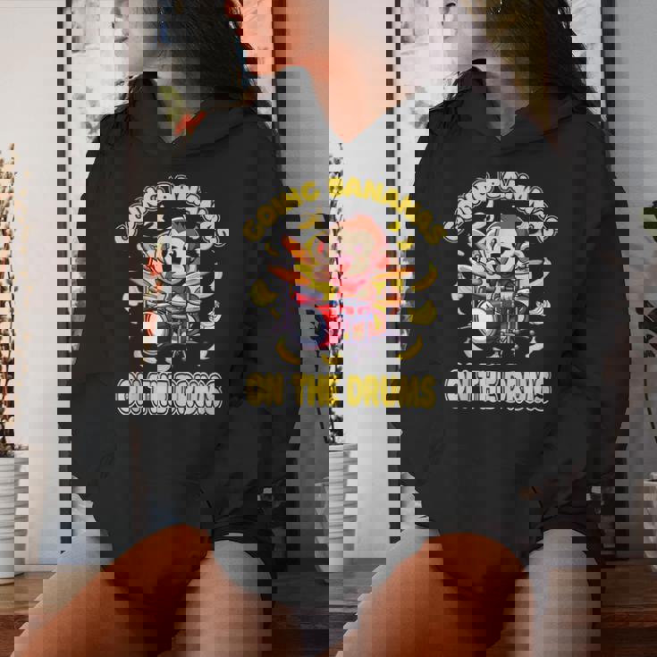 Going Bananas On The Drums 面白いドラム演奏 猿 レディースパーカー 彼女への贈り物