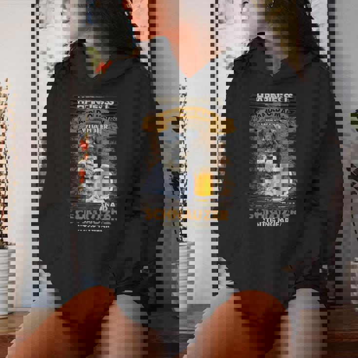 Happiness Is An Old Man With A Beerchnauzeritting Near Near レディースパーカー 彼女への贈り物