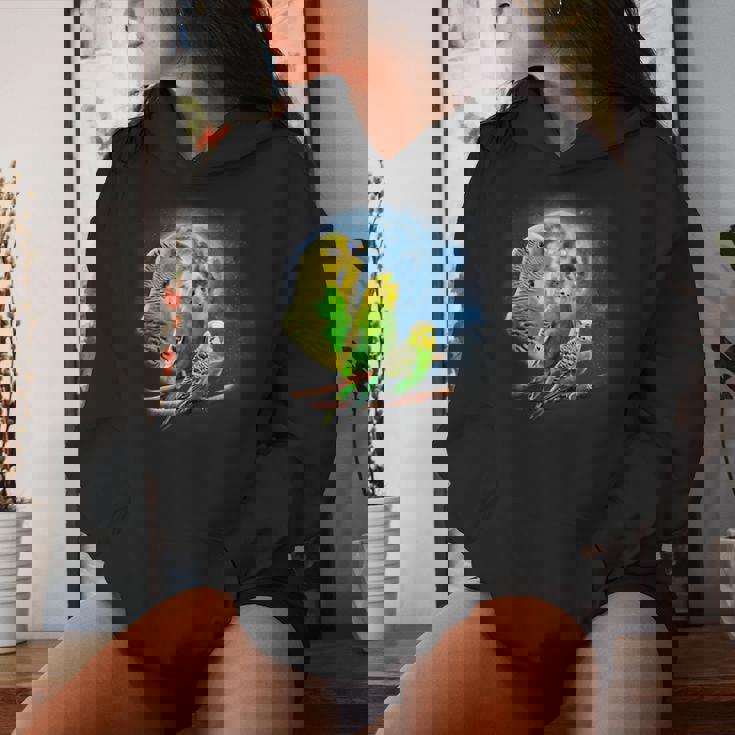 Howling At The Moon シャツ インコシャツ インコ セキセイインコ レディースパーカー 彼女への贈り物