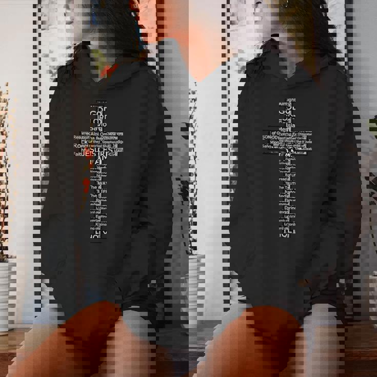 Jesus Christ Messiah Biblical Names Christian Faith Cross レディースパーカー 彼女への贈り物