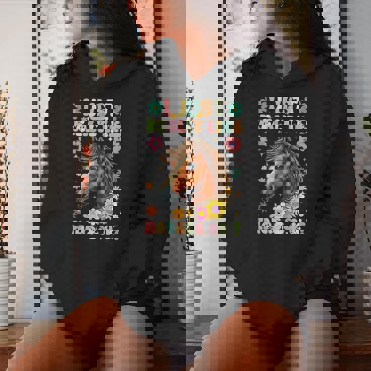 Just Really Like Horses グルーヴィーな乗馬 乗馬 レディースパーカー 彼女への贈り物