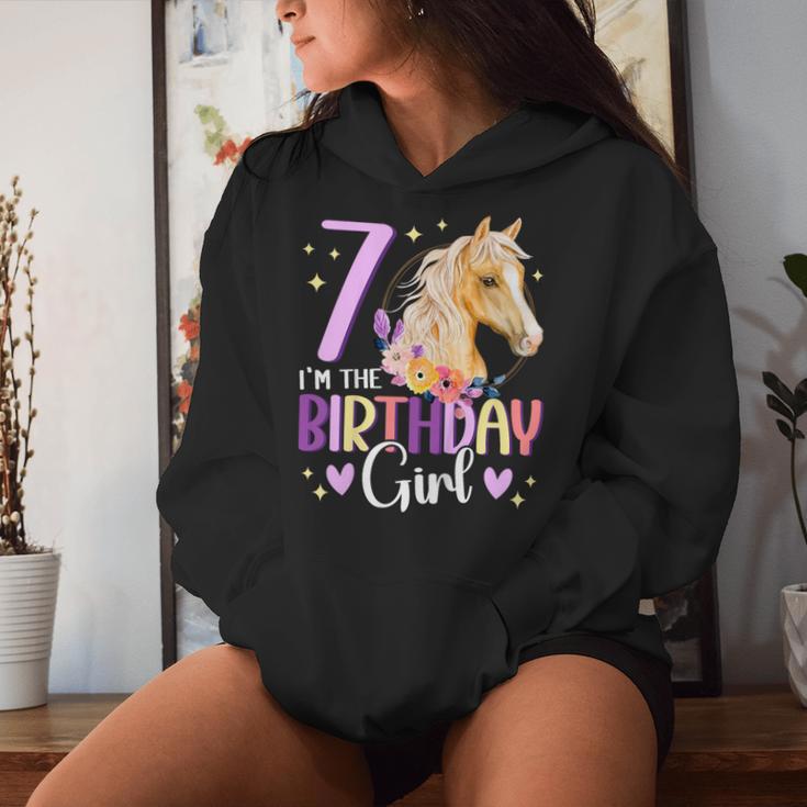 Kinder Geburtstag 7 Mädchen Pferd Reitentall Party 7 Jahre Alt Kapuzenpullover für Damen Geschenke für Sie
