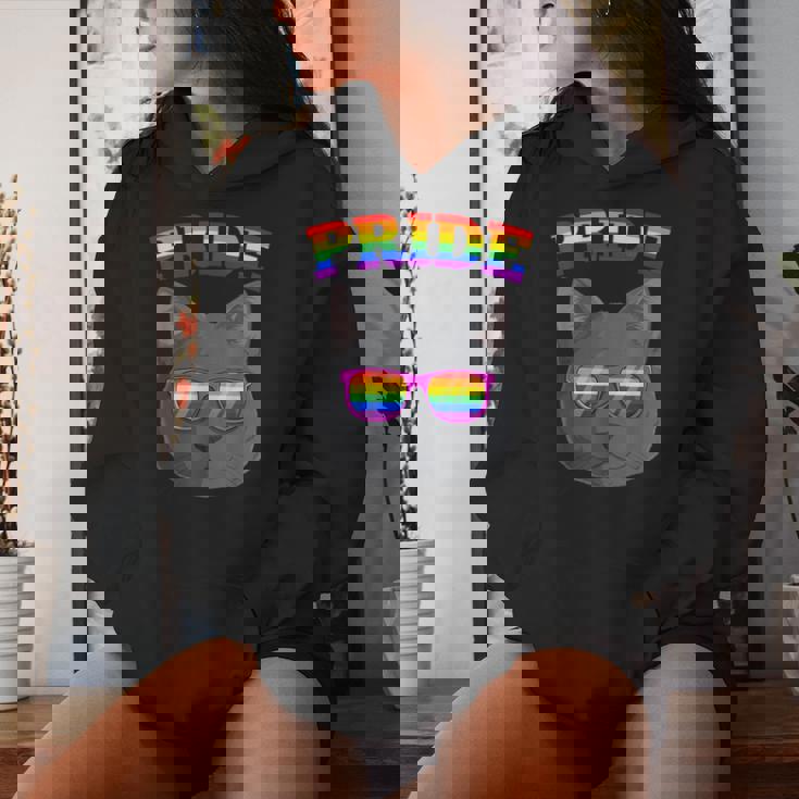 Lgbt Britishhorthair Cat Gay Pride Rainbow Lgbtq Kitty レディースパーカー 彼女への贈り物