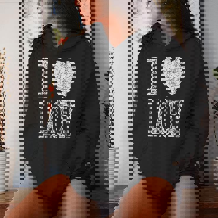 I Love Lacey バレンタイン ガールフレンド 女の子 娘 ハート 妻 レディースパーカー 彼女への贈り物