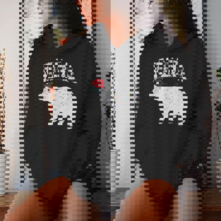 Mama Bear Xmas Buffalo Plaid Lights Matching Family Pajama レディースパーカー 彼女への贈り物