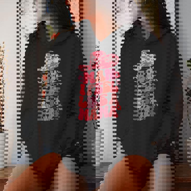 Man I Feel Like A Mama Pink Cowhide Hat Cowgirl Cowboy Women Hoodie Gifts for Her