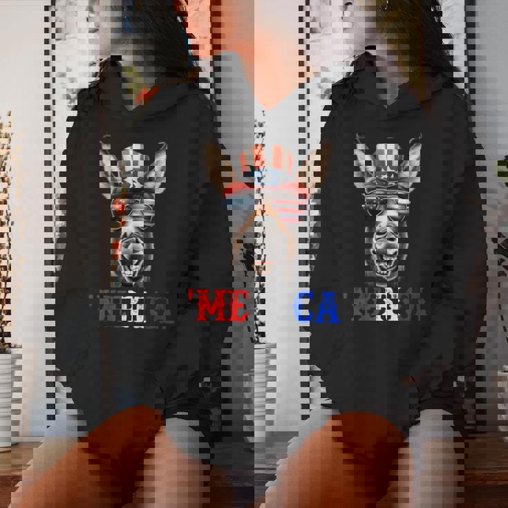 Merica Mule Donkey Patriotic 4Th Of July 面白い キッズ メンズ レディース レディースパーカー 彼女への贈り物