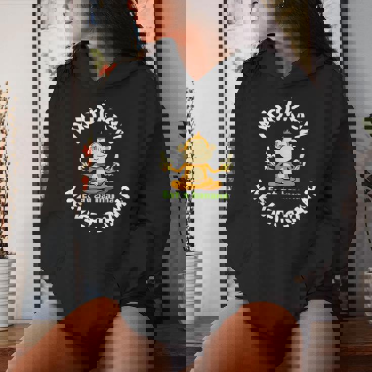 Monkey Never Cramp Eat A Banana レディースパーカー 彼女への贈り物