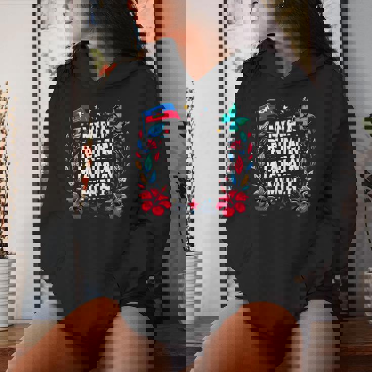 Mwen Renmen Manman Mwen ハイチ国旗 I Love My Mother レディースパーカー 彼女への贈り物