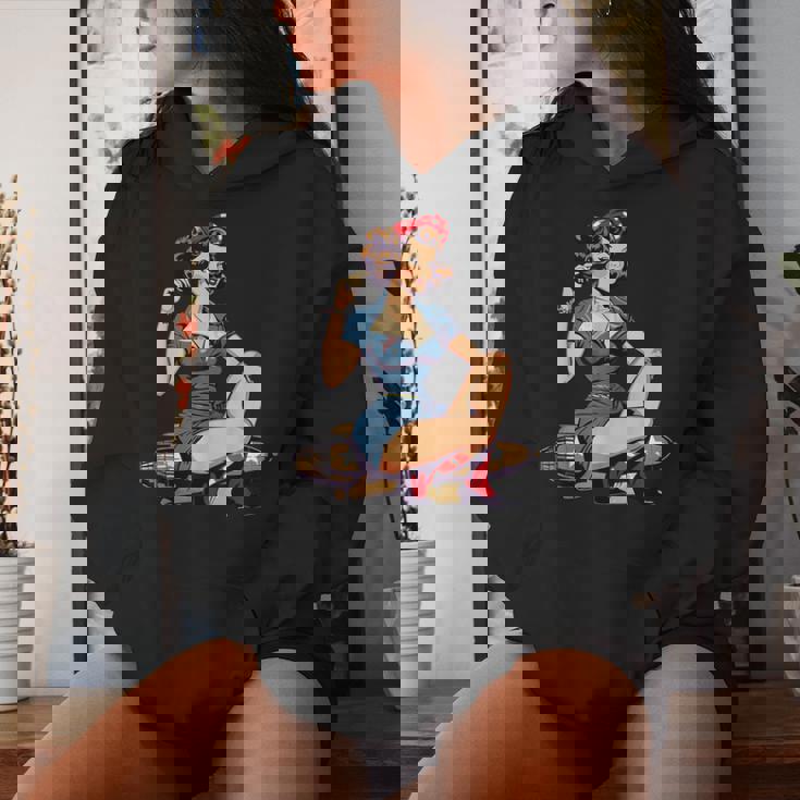 Retro Patriotic Pin-Upintage Usa Flag American Beauty Girl レディースパーカー 彼女への贈り物