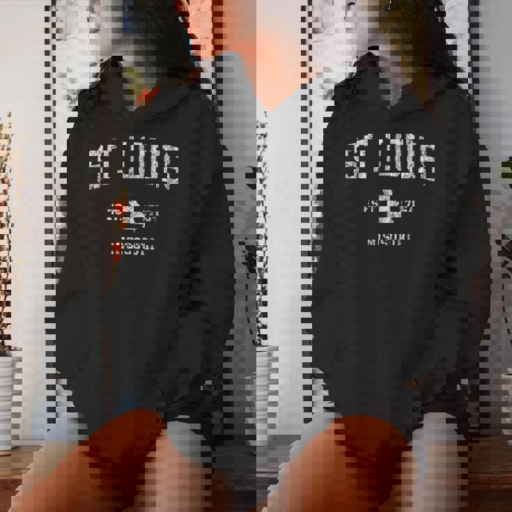 St Louis Missouri Mo ヴィンテージ アスレチック スポーツデザイン レディースパーカー 彼女への贈り物