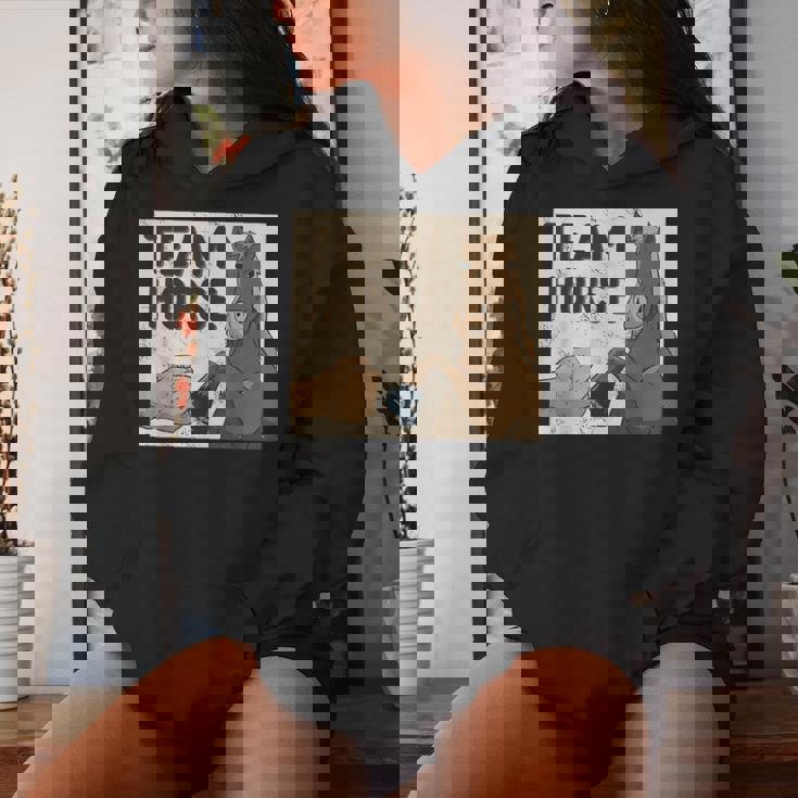 Team Horse 面白い馬のデザイン レディースパーカー 彼女への贈り物