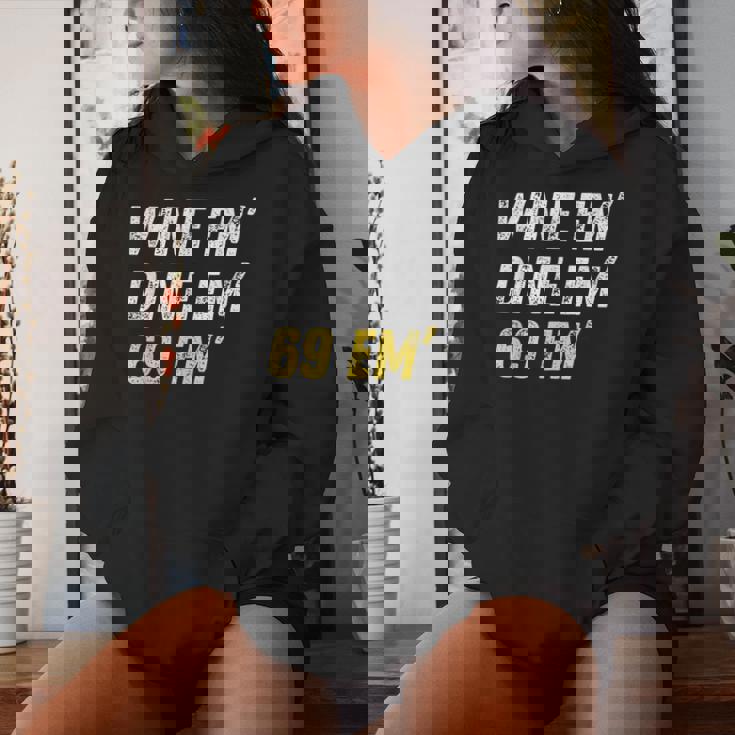 Wine Em Dine Em 69 Em 面白い セックス ジョーク 汚いユーモア レディースパーカー 彼女への贈り物