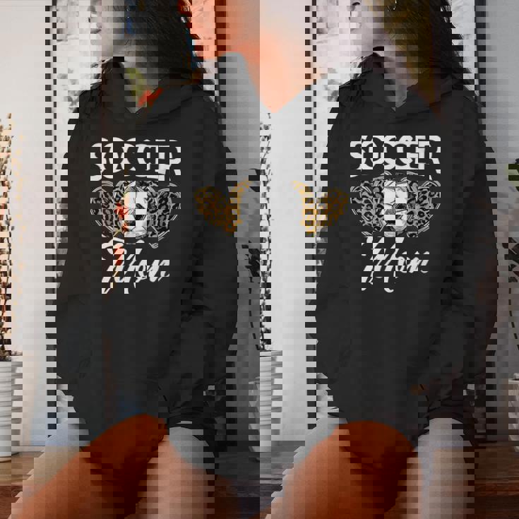Women'soccer Mom Mother Leopardoccer Mom With-Neck Kapuzenpullover für Damen Geschenke für Sie