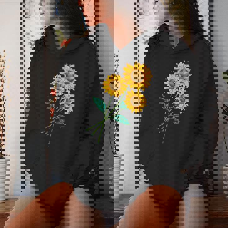 ひまわりの花束 春のフローラルガーデン 黄色の花 レディースパーカー 彼女への贈り物