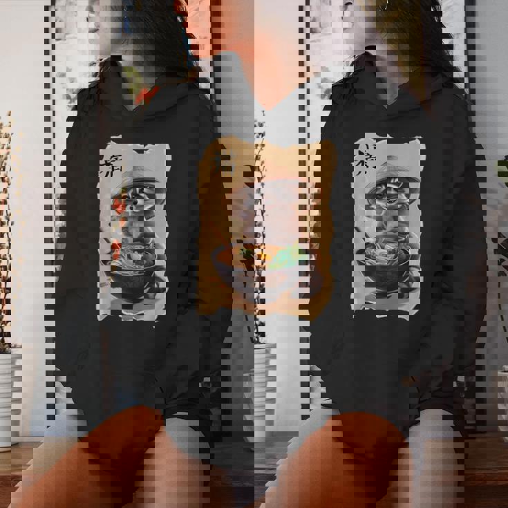 アライグマ 男性 女性 かわいい 食べる ラーメン 和 タヌキ レディースパーカー 彼女への贈り物