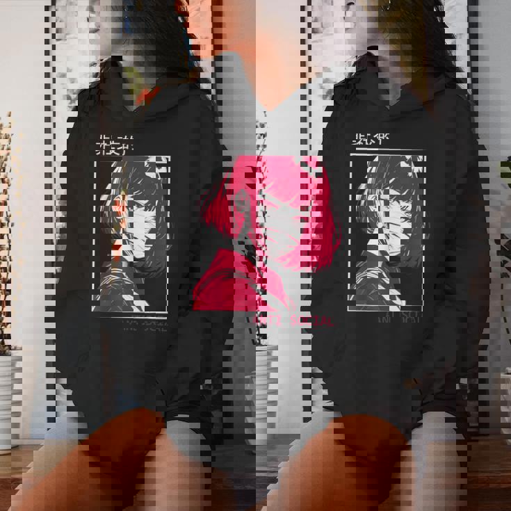 アンチソーシャル アニメ 女の子 マスク付き 漢字テキストaporwave レディースパーカー 彼女への贈り物