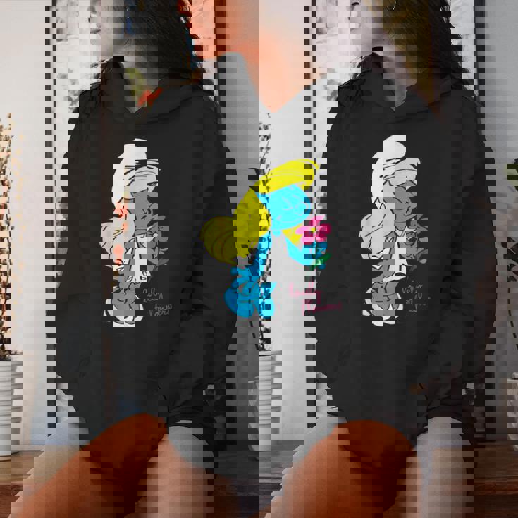 スマーフ スマーフェット キャラクター 花 咲く スマーフィー ファン レディースパーカー 彼女への贈り物