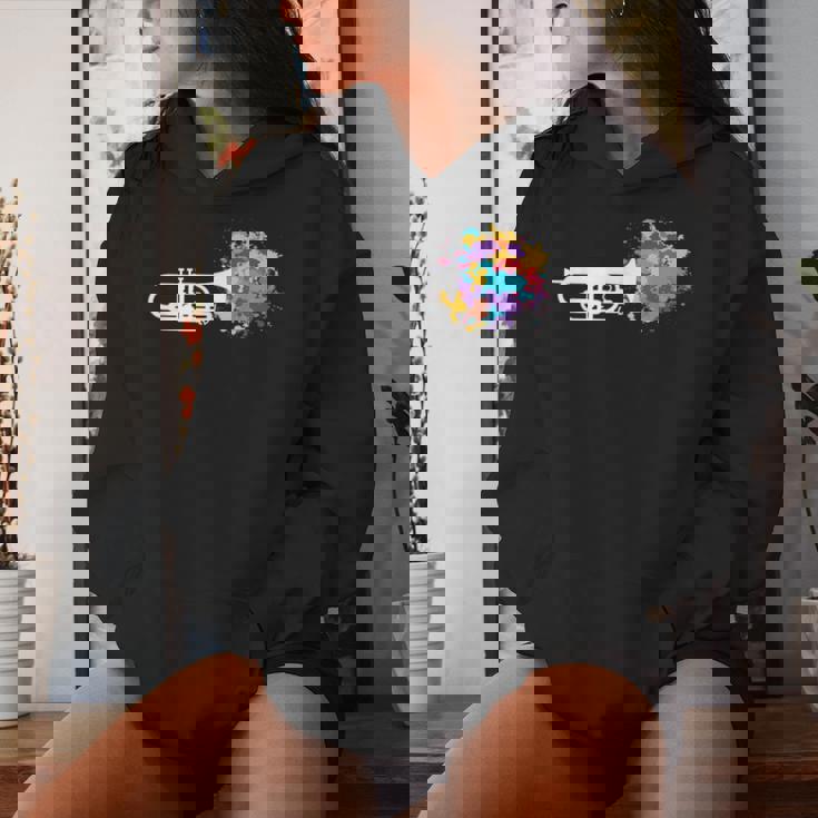 トランペット 女性 男性 音楽 教師 カラフル コルネット コルネティスト レディースパーカー 彼女への贈り物