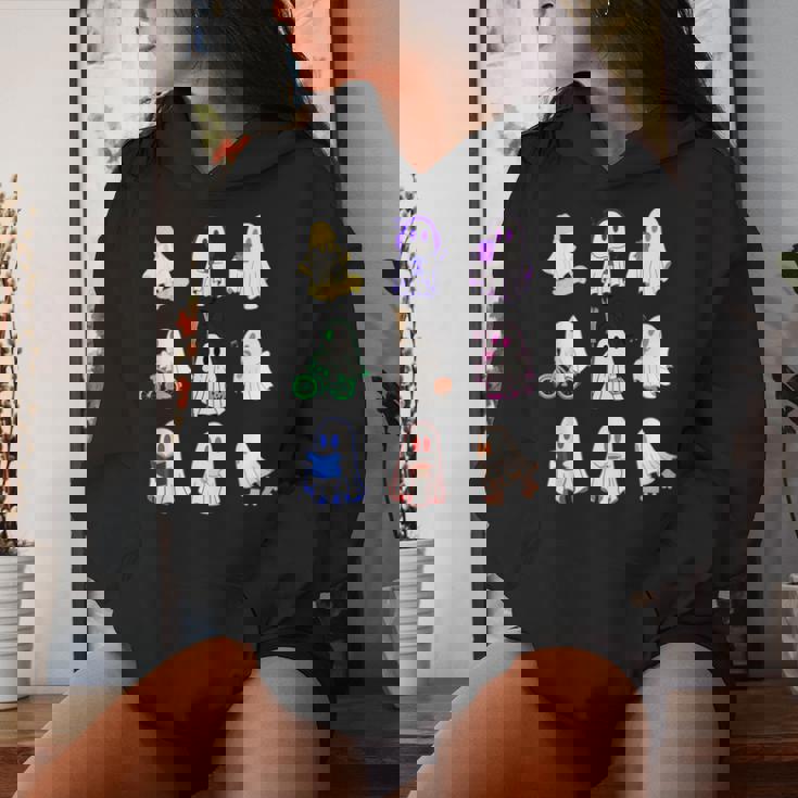 ハロウィンカラフルスペクタクル：9のお化けの魔法の夜 For And Men レディースパーカー 彼女への贈り物