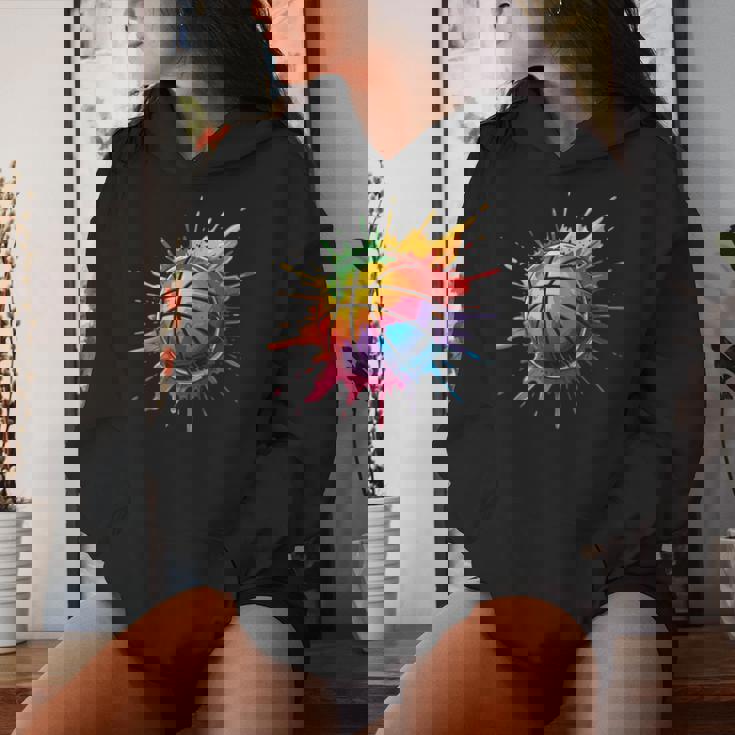 バスケットボール スポーツ ペイント スプラッシュアート カラフル 男の子 女の子 キッズ レディースパーカー 彼女への贈り物