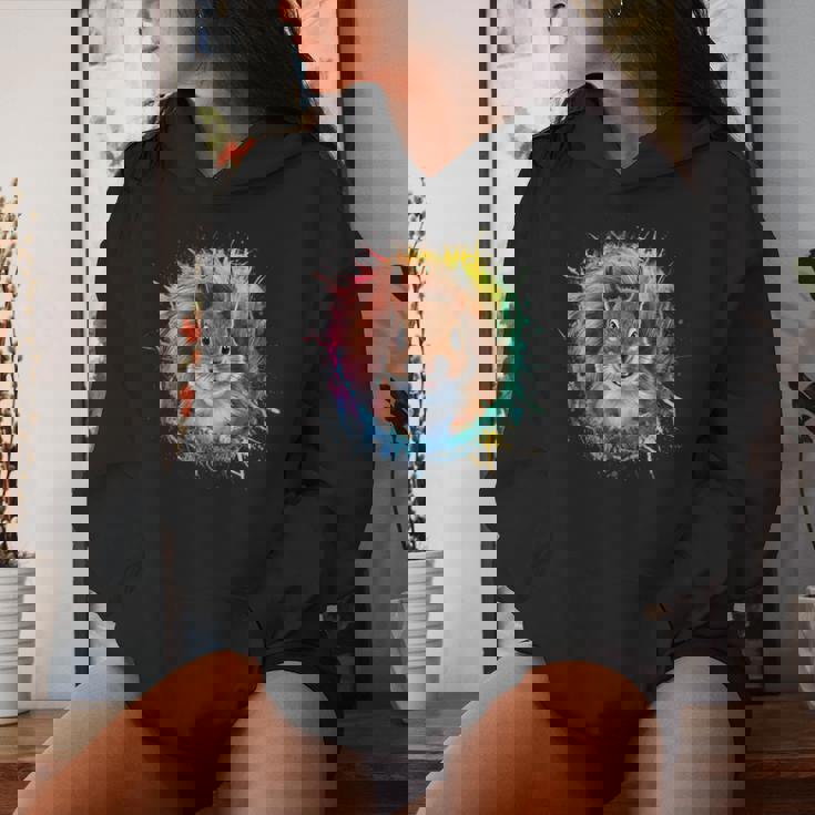 リス 男性 女性 カラフル 水彩 リス レディースパーカー 彼女への贈り物