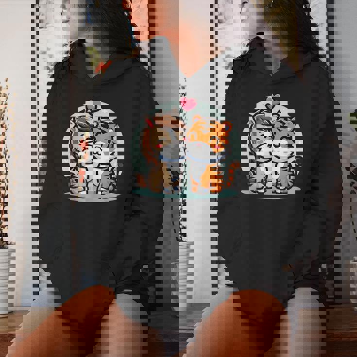 ローの馬と虎を抱きしめる Cuddling Horse And Tiger In Love レディースパーカー 彼女への贈り物