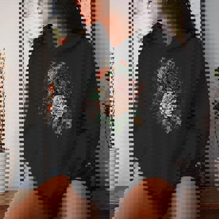 ヴィンテージ 薔薇 花 花 イラスト 花 レディースパーカー 彼女への贈り物