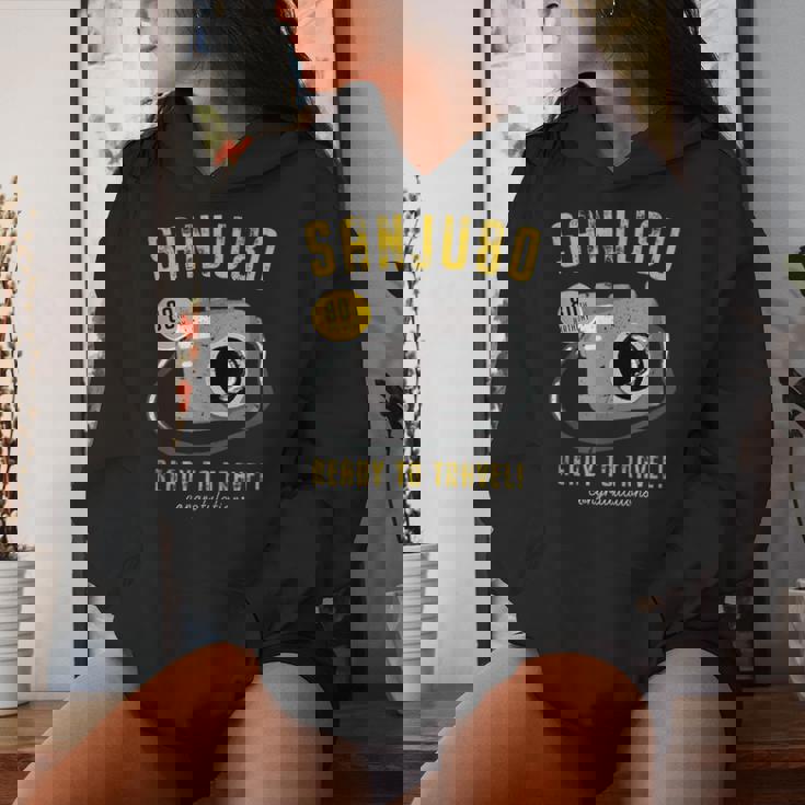 傘寿祝い 旅行好き 写真好き 撮影好き カメラ レトロ 父 母 男性 女性 80歳お祝い Ready To Travel レディースパーカー 彼女への贈り物