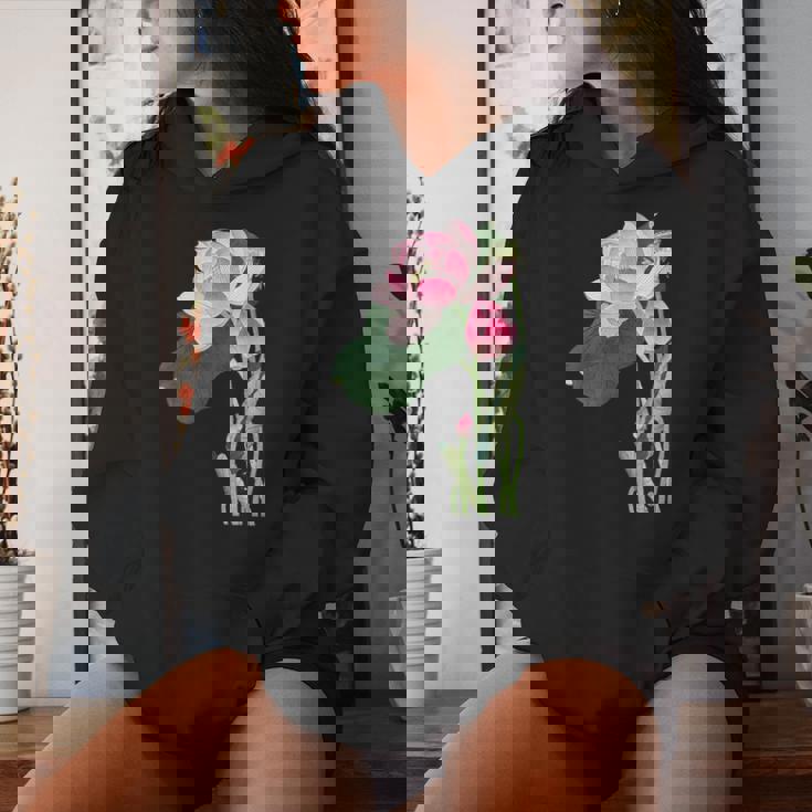 咲く蓮の花 蓮の花 ハス ヴィンテージ 日本美術 小原古邨 新版画 レディースパーカー 彼女への贈り物