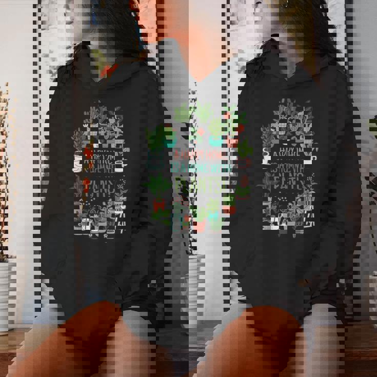 幸せな家は植物のある家です「A Happy Home Is A Home With Plants」- 観葉植物の園芸 レディースパーカー 彼女への贈り物