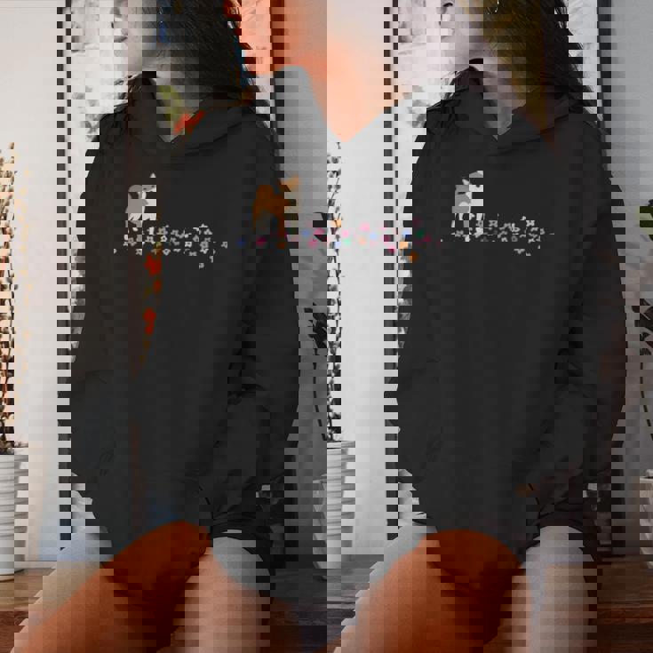 柴 いぬ 柴犬 イラスト おしゃれ シンプル かわいい 花 手描き 手書き 春の色 犬飼い 犬好き 犬柄 長袖tシャツ レディースパーカー 彼女への贈り物