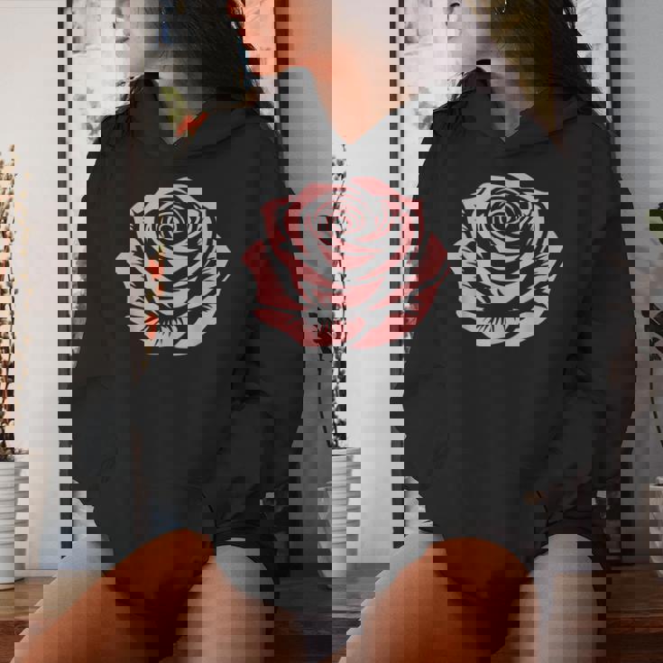 赤 バラ 花 バラの頭 庭 夏 Rose Red Flower Roses レディースパーカー 彼女への贈り物