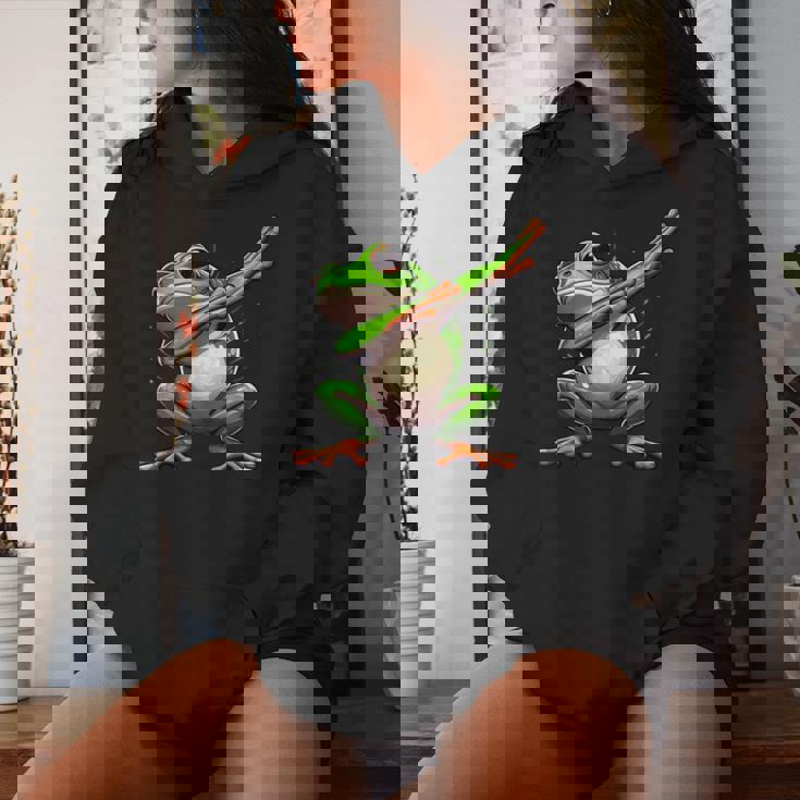 軽くたたくカエルの面白い動物のダンスギフト 男の子と女の子向け レディースパーカー 彼女への贈り物