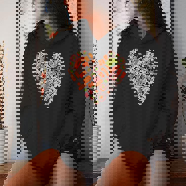 面白い寿司デザイン 子供 男性 女性 I ハート 寿司 食通 レディースパーカー 彼女への贈り物