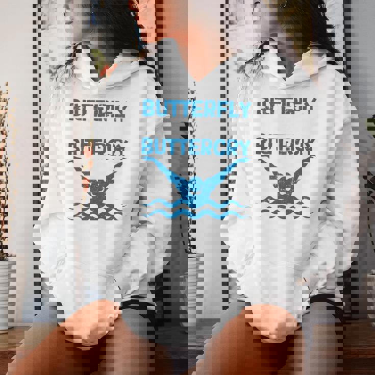 Butterfly Butterwhyバタフライバタフライファニー水泳チーム 長袖tシャツ レディースパーカー 彼女への贈り物