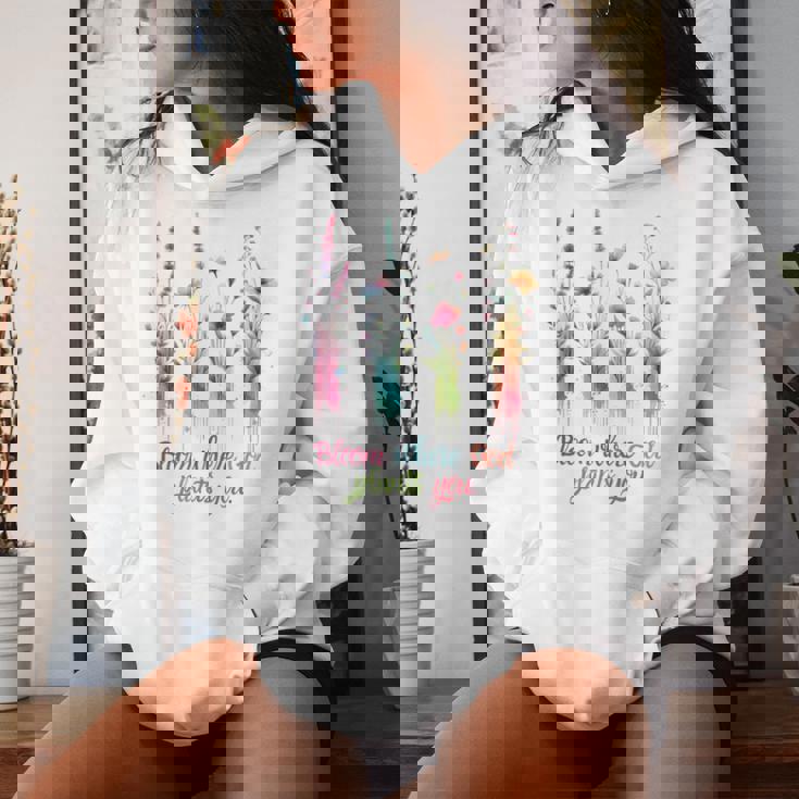 Christian Wildflowers Brushstroke Bloom Where God Plants You Women Hoodie Gifts for Her