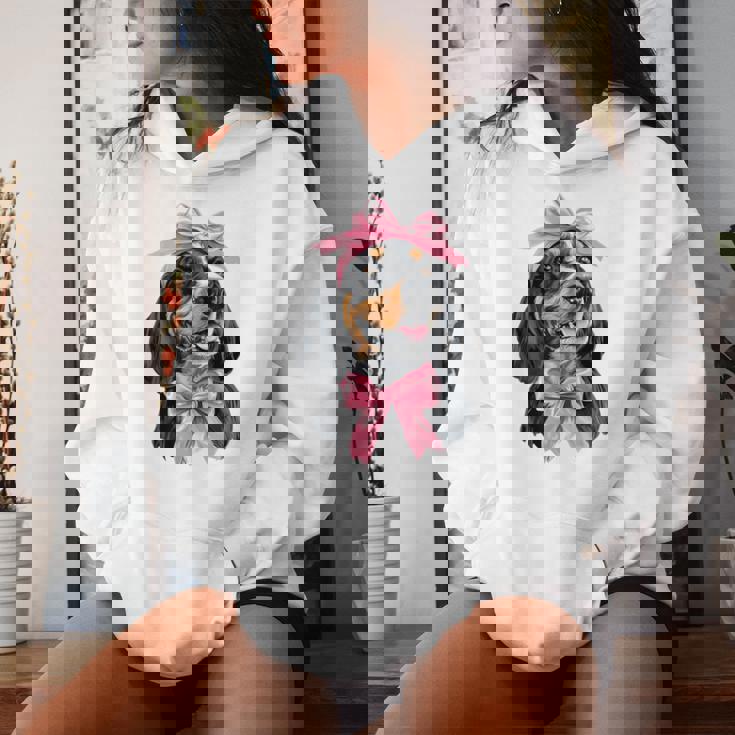 Coquette Bow Coonhound Dog Mom ピンクリボンガール レディースパーカー 彼女への贈り物