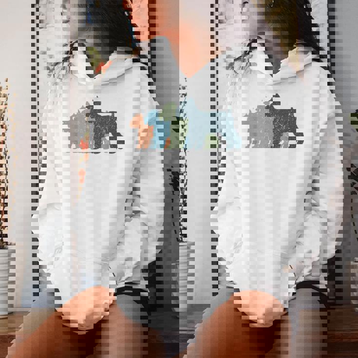 Dog Mom & Dad シルエット ヴィンテージ シュナウザー レディースパーカー 彼女への贈り物